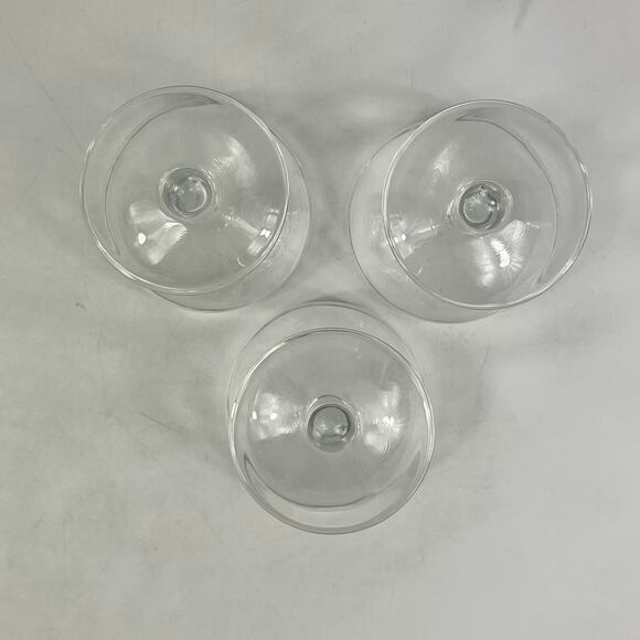 Clear Coupe Cocktail Glasses Set of 3 Vintage Shallow Bowl Stemware 4.5" - Picture 3 of 5